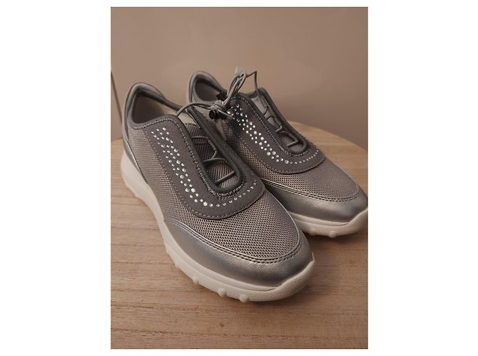 Sneakers Argento Geox con Strass Grigio - vista 2