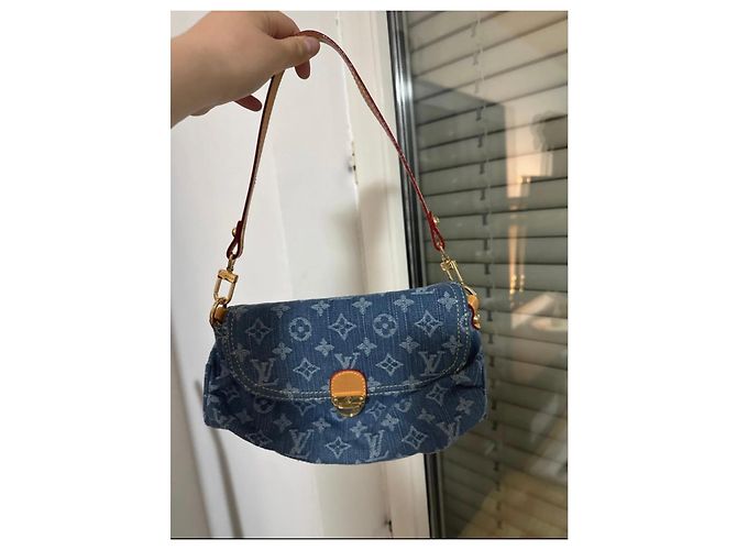 Borsa a Spalla in Denim Monogram Louis Vuitton Blu Blu chiaro - vista 2