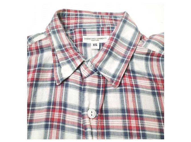 Autre Marque Camisa de trabajo Engineered Garments de algodón Blanco Roja Azul marino - vista 4