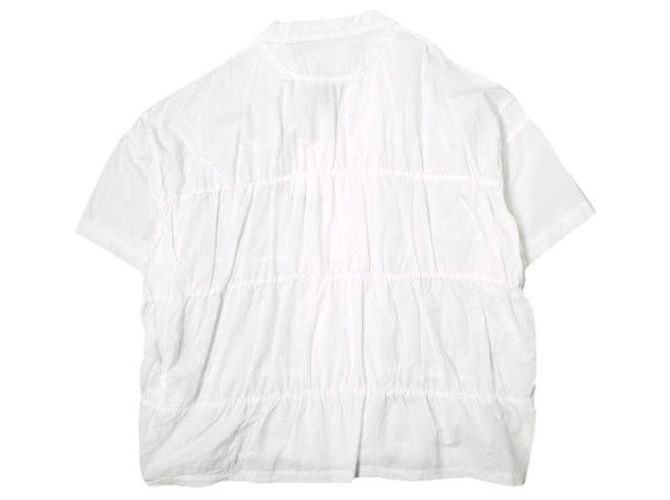 Autre Marque Camicia a colletto aperto Gather in cotone Kolor Bianco - vista 2