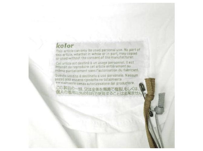 Autre Marque Camicia a colletto aperto Gather in cotone Kolor Bianco - vista 5