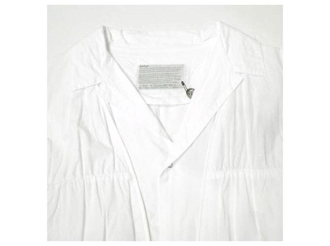 Autre Marque Camicia a colletto aperto Gather in cotone Kolor Bianco - vista 6