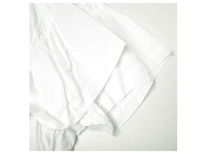 Autre Marque Camicia a colletto aperto Gather in cotone Kolor Bianco - vista 7