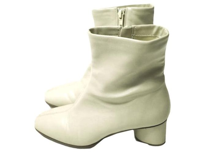Autre Marque ADAM ET ROPE Bottes Courtes Élastiques en Cuir Synthétique Blanc Blanc cassé - vue 2