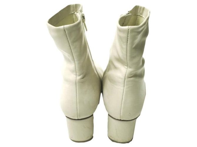 Autre Marque ADAM ET ROPE Bottes Courtes Élastiques en Cuir Synthétique Blanc Blanc cassé - vue 4