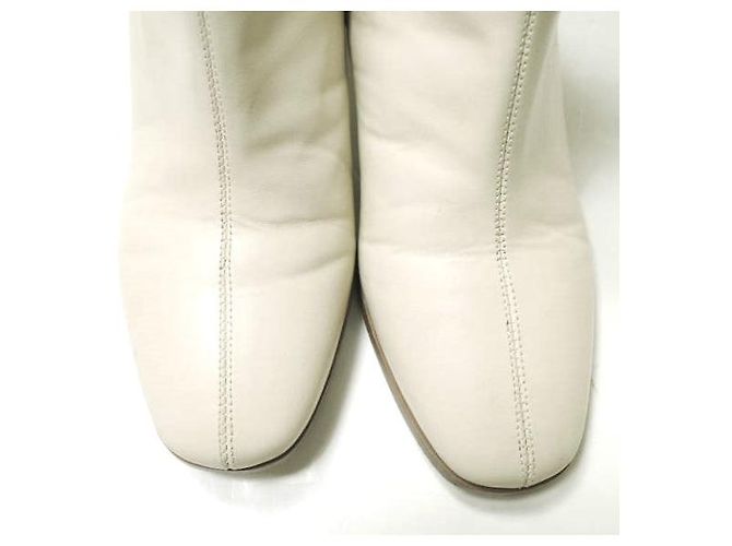 Autre Marque ADAM ET ROPE Bottes Courtes Élastiques en Cuir Synthétique Blanc Blanc cassé - vue 5