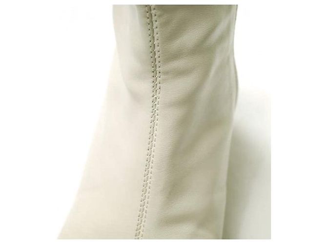 Autre Marque ADAM ET ROPE Bottes Courtes Élastiques en Cuir Synthétique Blanc Blanc cassé - vue 6
