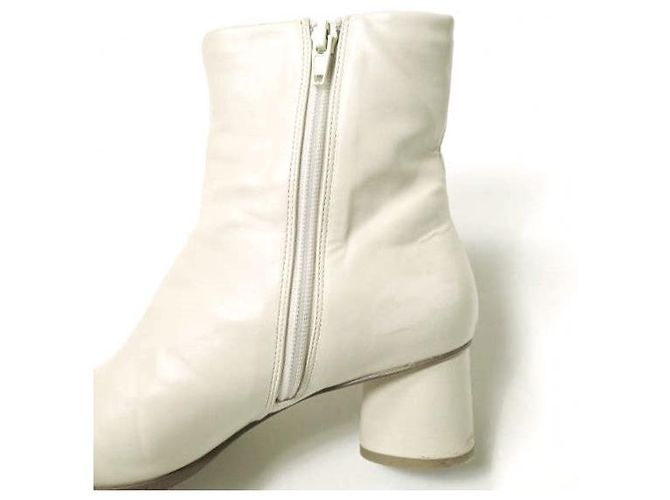 Autre Marque ADAM ET ROPE Bottes Courtes Élastiques en Cuir Synthétique Blanc Blanc cassé - vue 7