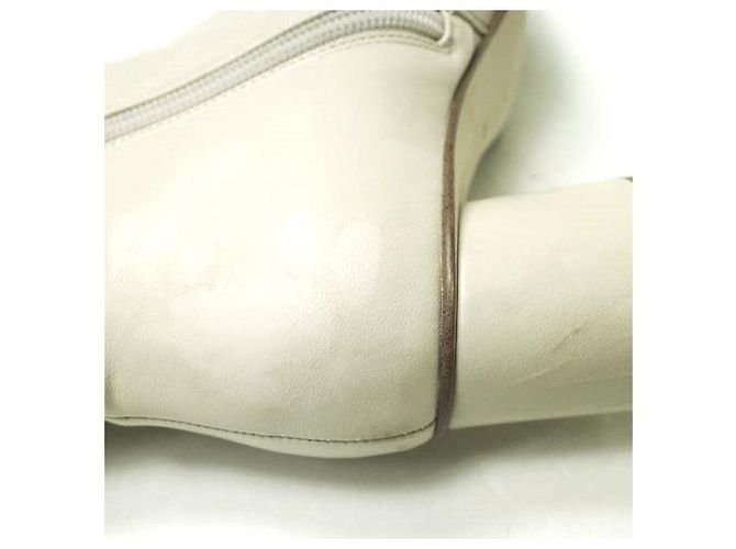 Autre Marque ADAM ET ROPE Bottes Courtes Élastiques en Cuir Synthétique Blanc Blanc cassé - vue 8