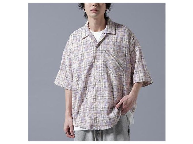 Autre Marque Gracias CHEMISETAS DE CUELLO ABIERTO A CUADROS Camisa de algodón Edición limitada Púrpura - vista 3