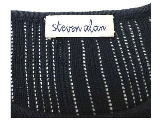 Autre Marque Steven Alan DROP STITCH PULLOVER STRICKWARE aus Baumwolle Blau - Ansicht 3