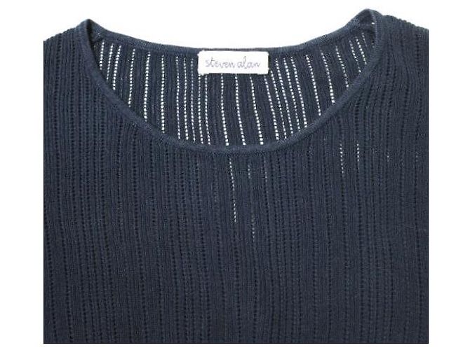 Autre Marque Steven Alan DROP STITCH PULLOVER STRICKWARE aus Baumwolle Blau - Ansicht 4