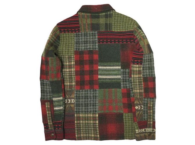 Ralph Lauren RRL Patchwork Arbeitshemd Pullover aus Wolle und Kaschmir Rot - Ansicht 2