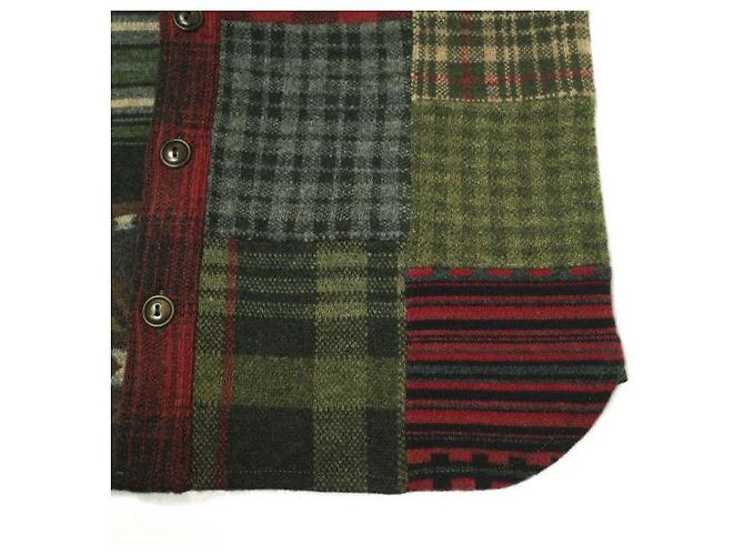 Ralph Lauren RRL Patchwork Arbeitshemd Pullover aus Wolle und Kaschmir Rot - Ansicht 5
