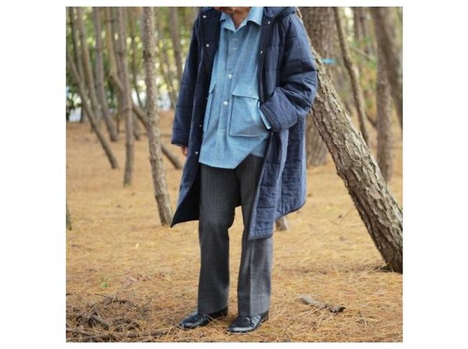 Autre Marque Abrigo con Capucha de Seda MAATEE＆SONS Abrigo de Seda Azul Azul marino - vista 2