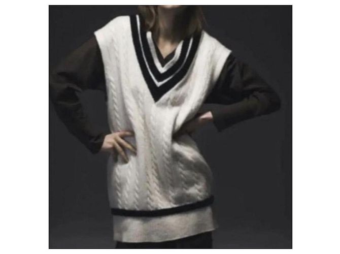 Autre Marque Colete de lã tricotado ADAWAS ADWA-901-51A Branco - vista 3