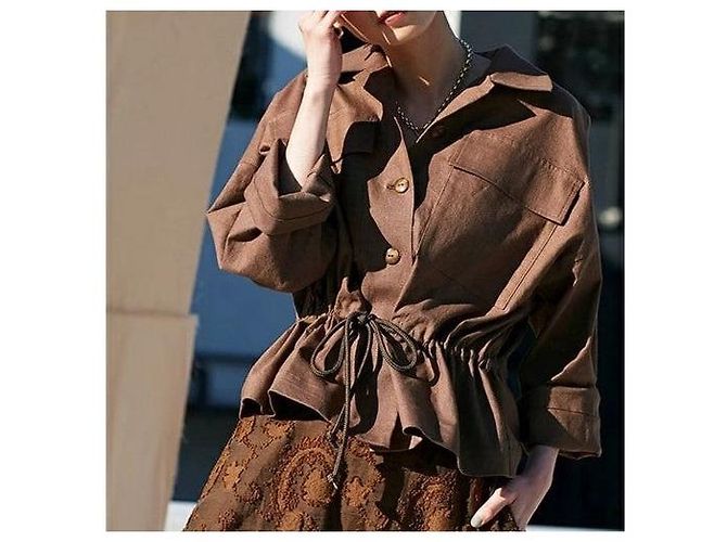 Autre Marque Chaqueta de Lino Big Pocket ODORANTES Castaño - vista 3