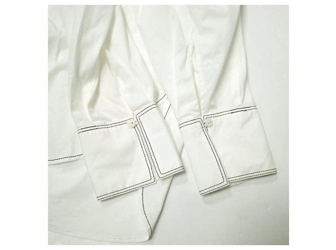 Autre Marque nano universe LB.03 Bluse mit Schleife aus Baumwolle und Polyester Weiß - Ansicht 5