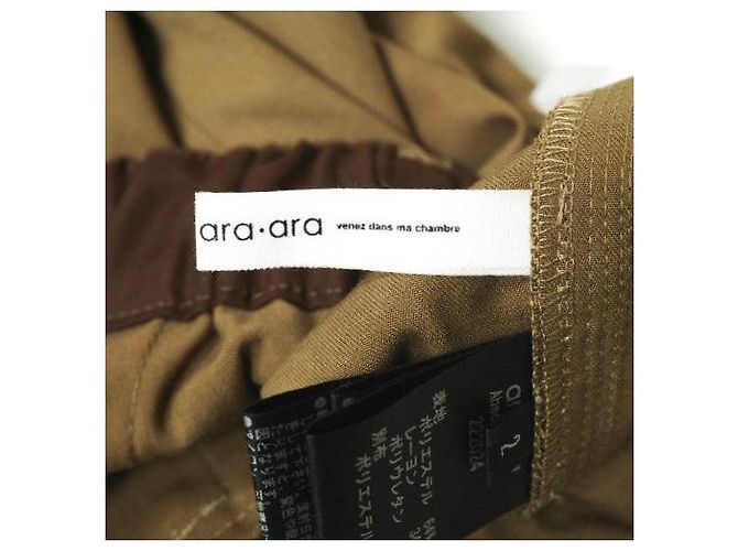 Autre Marque ara ara 1 Tuck Tapered Easy Pants Polyester Rayon Polyurethane Pants Brown - view 7