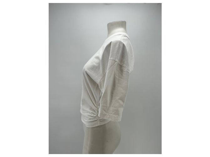 Camiseta blanca de algodón con fruncido Agolde Blanco - vista 4