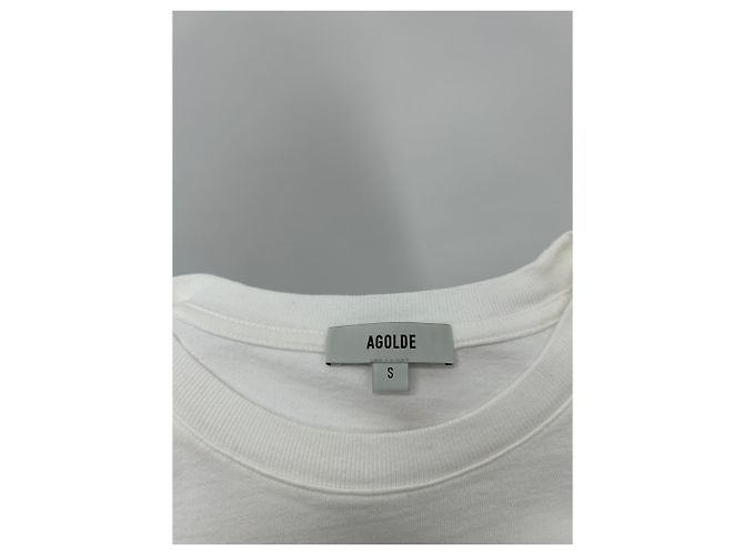 Camiseta blanca de algodón con fruncido Agolde Blanco - vista 5