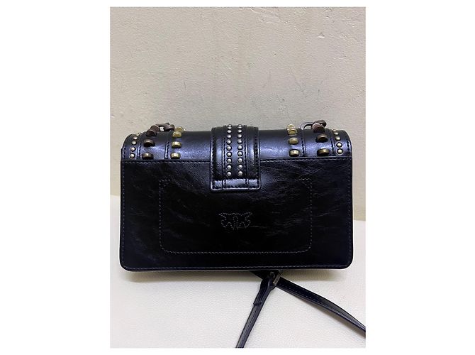 Borsa a spalla in pelle con borchie Pinko Love Birds Nero - vista 6
