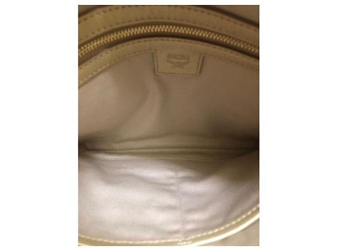Borsa Clutch MCM Visetos in Pelle Dorata D'oro - vista 6