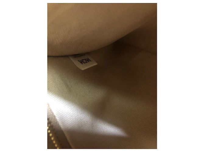 Borsa Clutch MCM Visetos in Pelle Dorata D'oro - vista 8