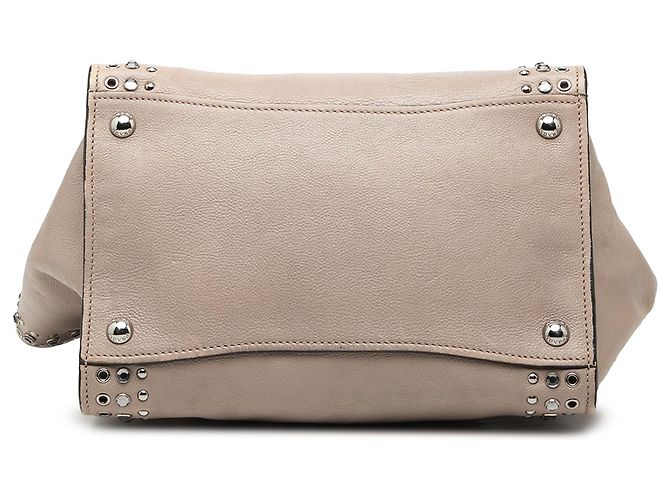 Borsa Prada in vitello glacé beige con tasche gemelle borchiate - vista 3