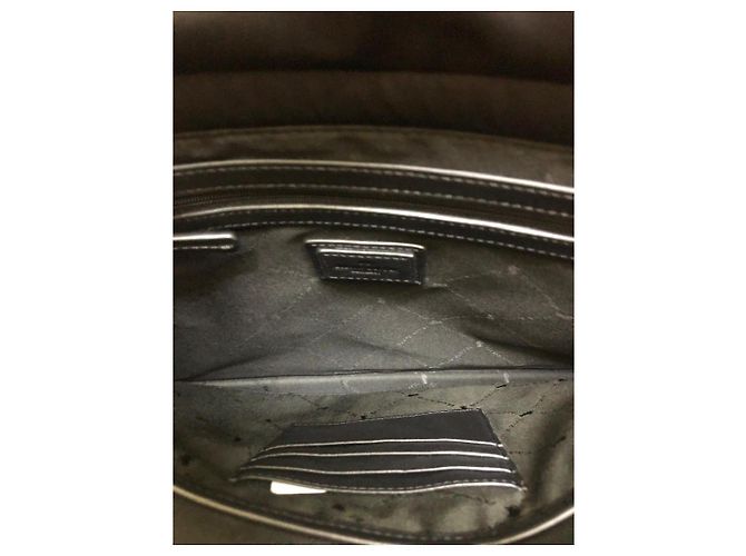 Autre Marque Clutch in pelle e nylon nera Braun Büffel con accenti gialli Nero - vista 8