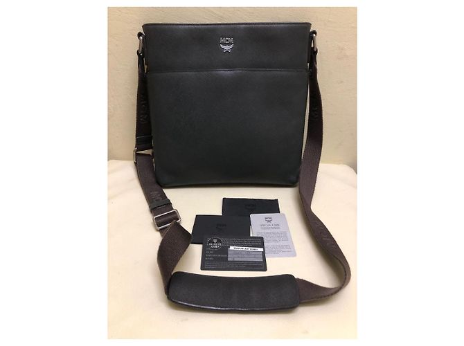 Borsa a tracolla MCM in pelle grigio scuro Grigio antracite - vista 2