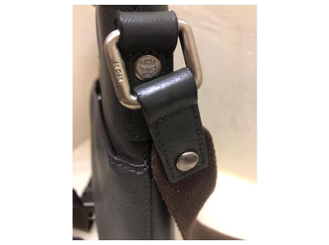 Borsa a tracolla MCM in pelle grigio scuro Grigio antracite - vista 3