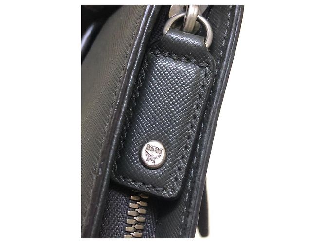 Borsa a tracolla MCM in pelle grigio scuro Grigio antracite - vista 5