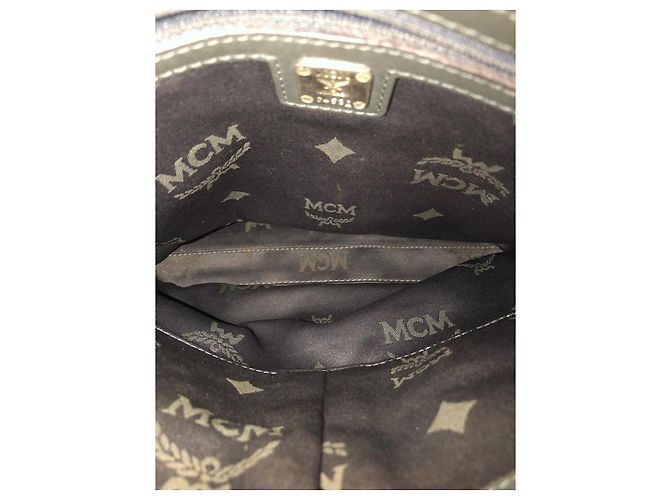 Borsa a tracolla MCM in pelle grigio scuro Grigio antracite - vista 7
