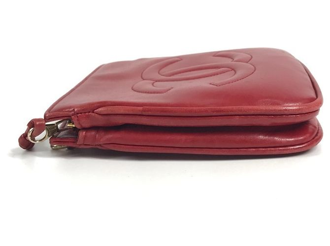 Chanel Vintage Große CC Logo Coco Mark Tasche Rot - Ansicht 3