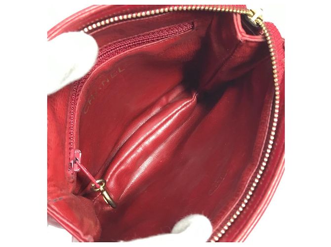 Chanel Vintage Große CC Logo Coco Mark Tasche Rot - Ansicht 8