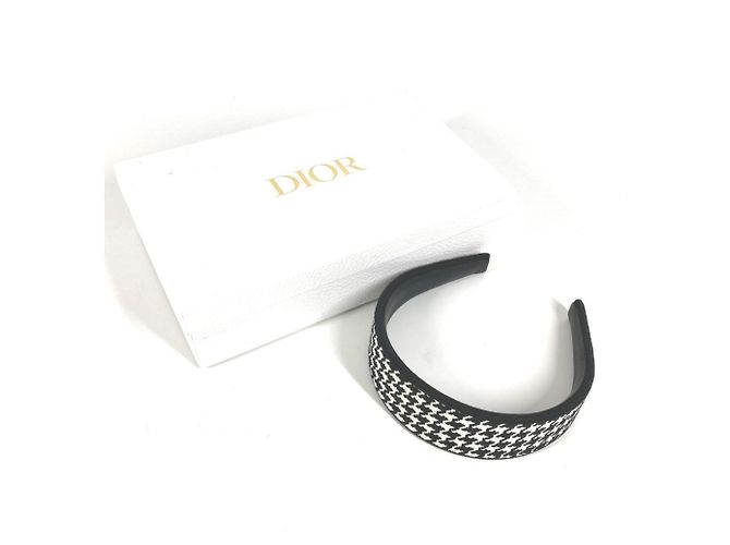 Fascia per capelli con logo Houndstooth Christian Dior Nero Bianco - vista 10