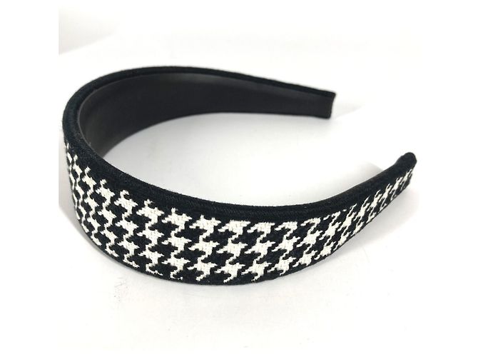 Fascia per capelli con logo Houndstooth Christian Dior Nero Bianco - vista 3