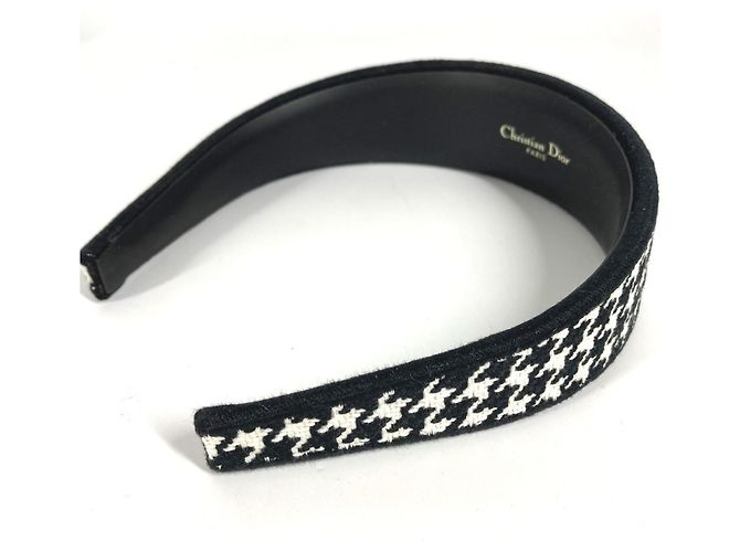 Fascia per capelli con logo Houndstooth Christian Dior Nero Bianco - vista 6