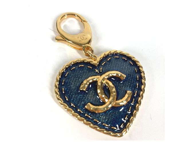 Portachiavi Chanel Cuore CC Coco Mark Blu - vista 2