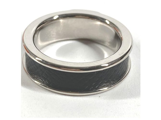 Hermès Athens Ring aus schwarzem Leder und Metall - Ansicht 4