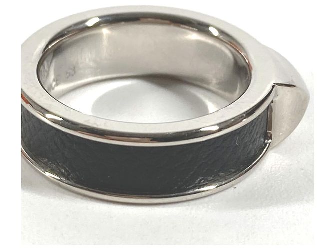 Hermès Athens Ring aus schwarzem Leder und Metall - Ansicht 5