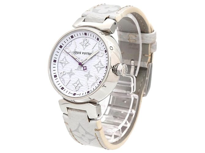 Reloj de Mujer Louis Vuitton Tambour MM Monogram Blanco QA116 - vista 3