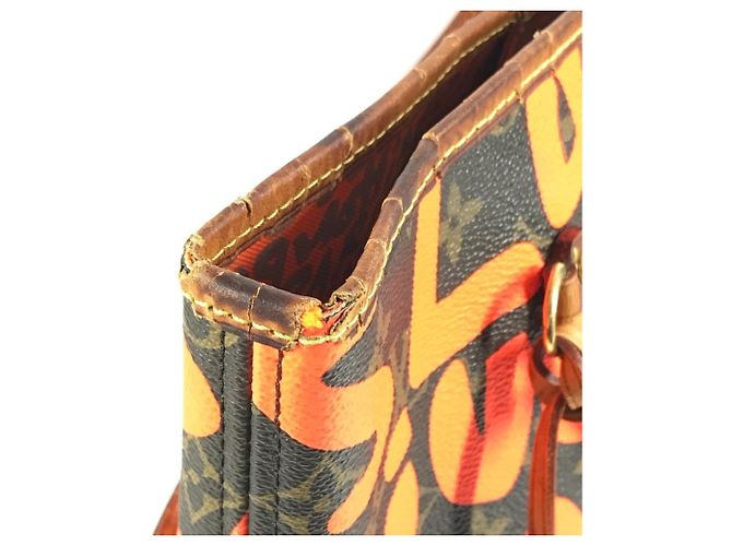 Borsa Neverfull GM Monogram Graffiti Louis Vuitton Marrone Arancione - vista 12