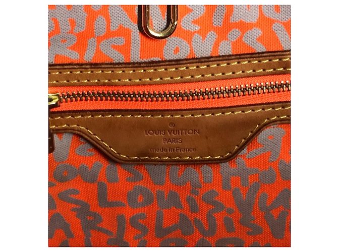 Borsa Neverfull GM Monogram Graffiti Louis Vuitton Marrone Arancione - vista 14