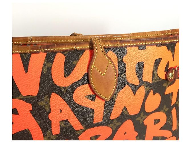 Borsa Neverfull GM Monogram Graffiti Louis Vuitton Marrone Arancione - vista 18