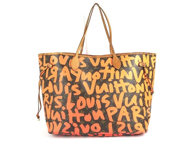 Borsa Neverfull GM Monogram Graffiti Louis Vuitton Marrone Arancione - vista 2