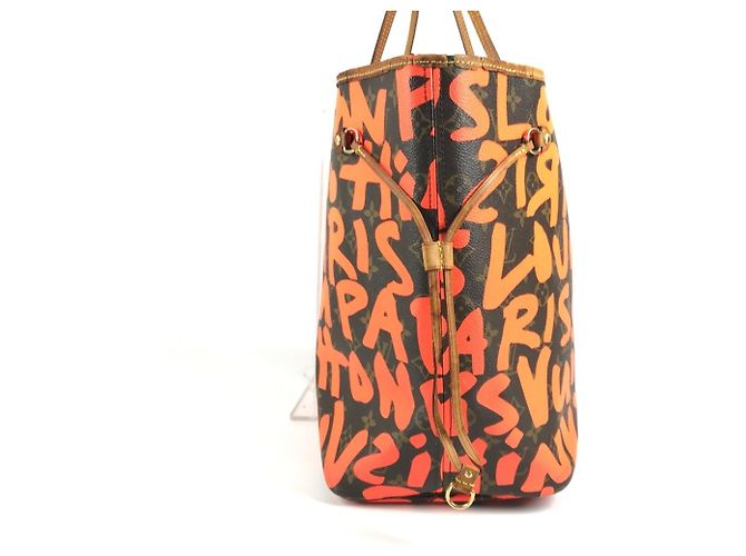 Borsa Neverfull GM Monogram Graffiti Louis Vuitton Marrone Arancione - vista 3