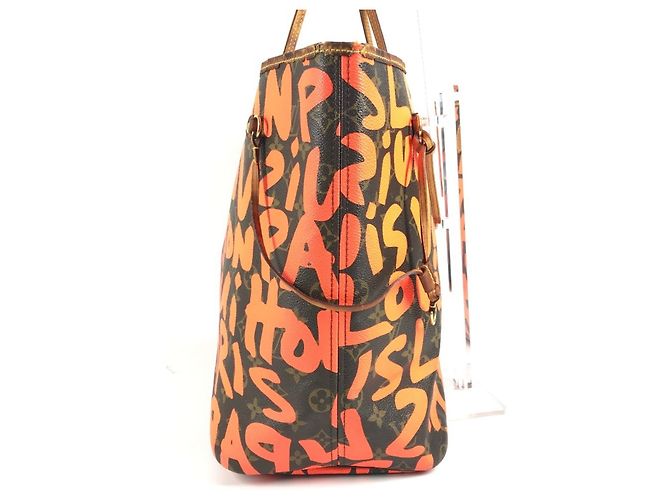 Borsa Neverfull GM Monogram Graffiti Louis Vuitton Marrone Arancione - vista 4