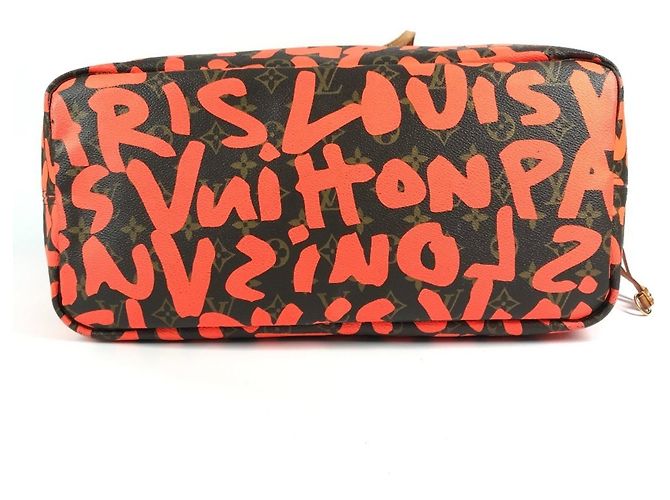 Borsa Neverfull GM Monogram Graffiti Louis Vuitton Marrone Arancione - vista 5